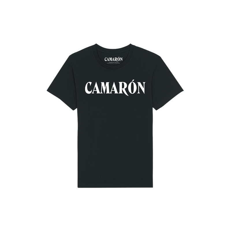 Camiseta Negra Logo Camarón Blanco